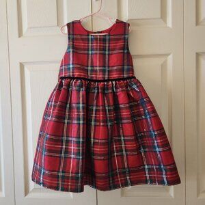 George Size 7 Girls Red Plaid Sleeveless Party Dress With Bow Back Accent Holida